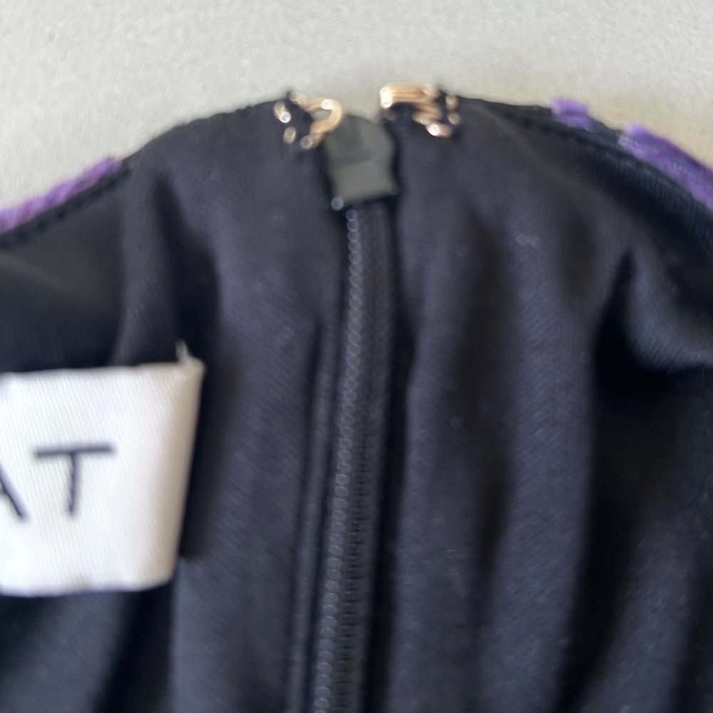 Taylor Floral Velvet Burnout Black and Purple Spagetti Strap  Midi Dress. Size 8 - Picture 6 of 15